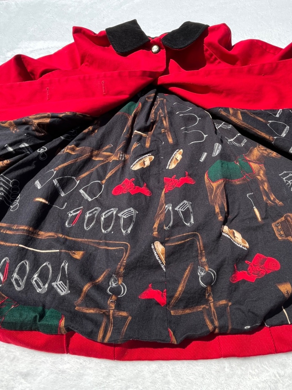 Lauren Ralph Lauren Red Equestrian Barn Coat Corduroy Collar 1X - Picture 11 of 13
